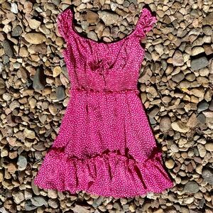Juniors/Tween Pink and White Polka Dot Mini Dress